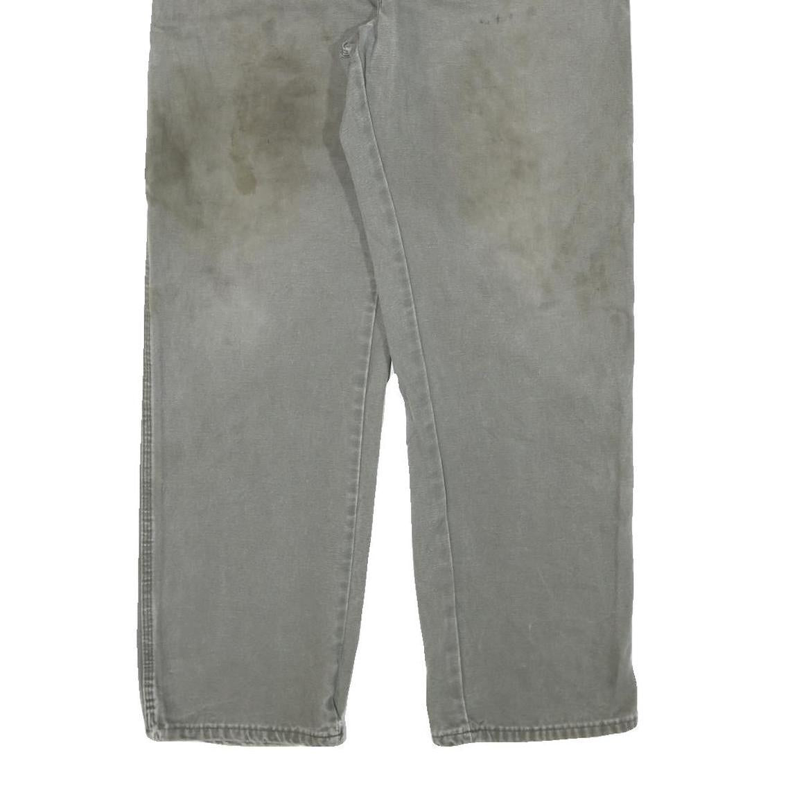 DICKIES Mens Cotton Blend Grey Regular Fit Straight Leg Trousers W36 L31