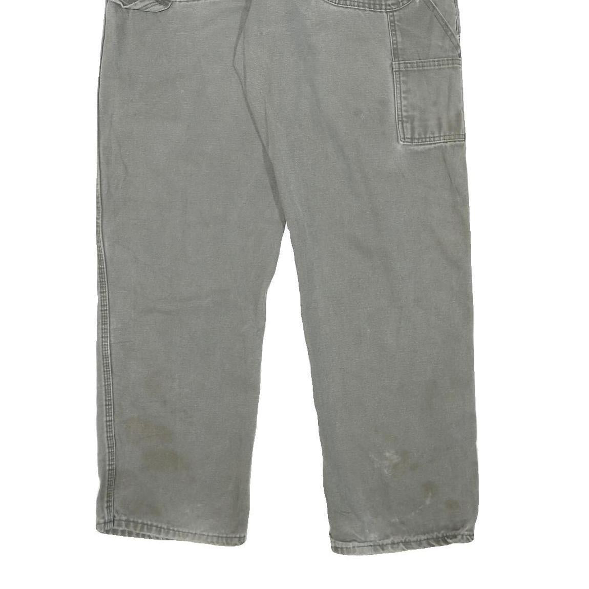 DICKIES Mens Cotton Blend Grey Regular Fit Straight Leg Trousers W36 L31