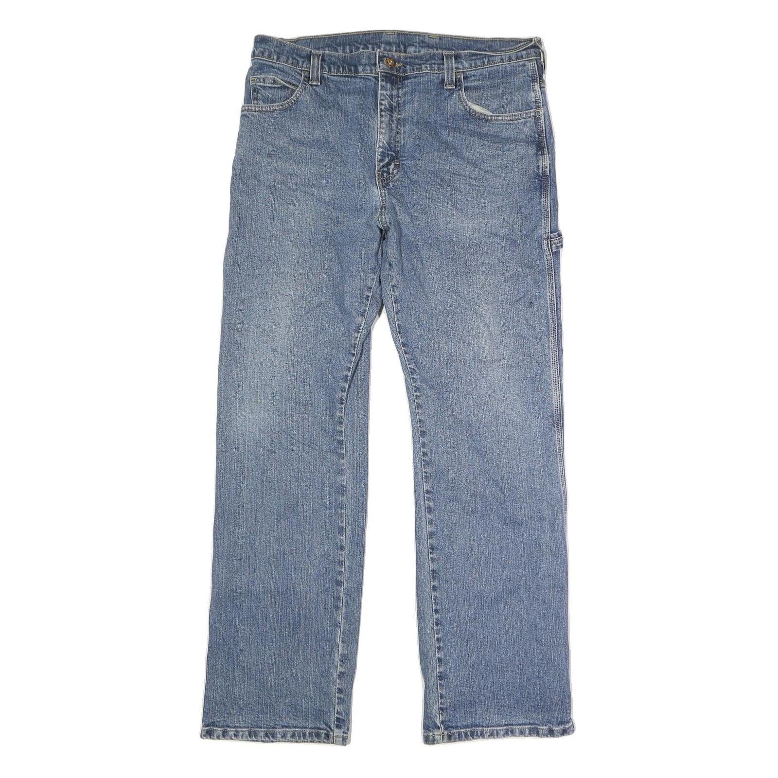DICKIES Mens Jeans Blue Regular Straight Denim Medium W36 L31 Workwear Cotton