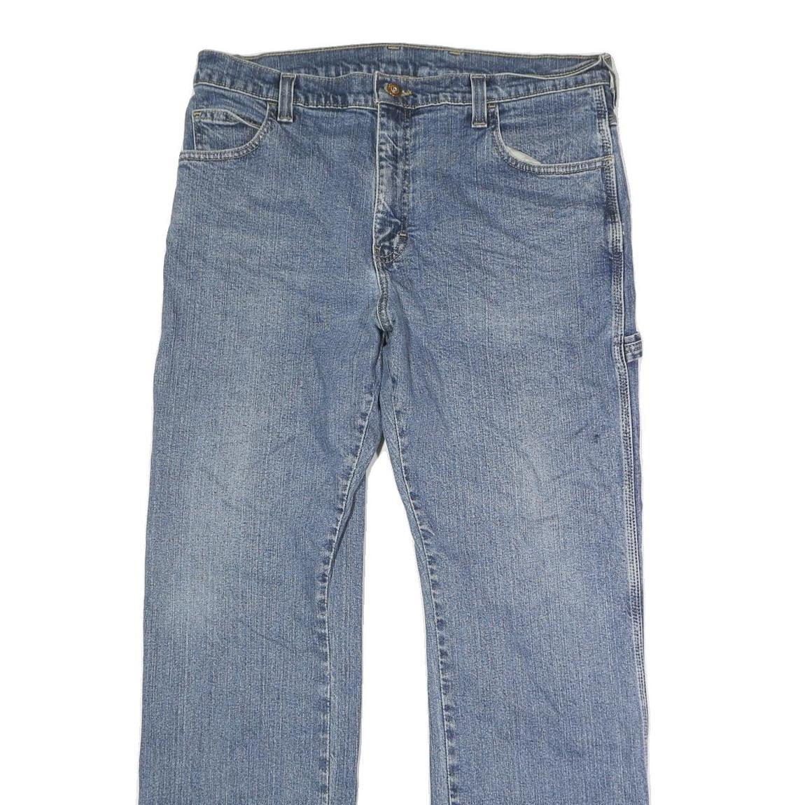 DICKIES Mens Jeans Blue Regular Straight Denim Medium W36 L31 Workwear Cotton