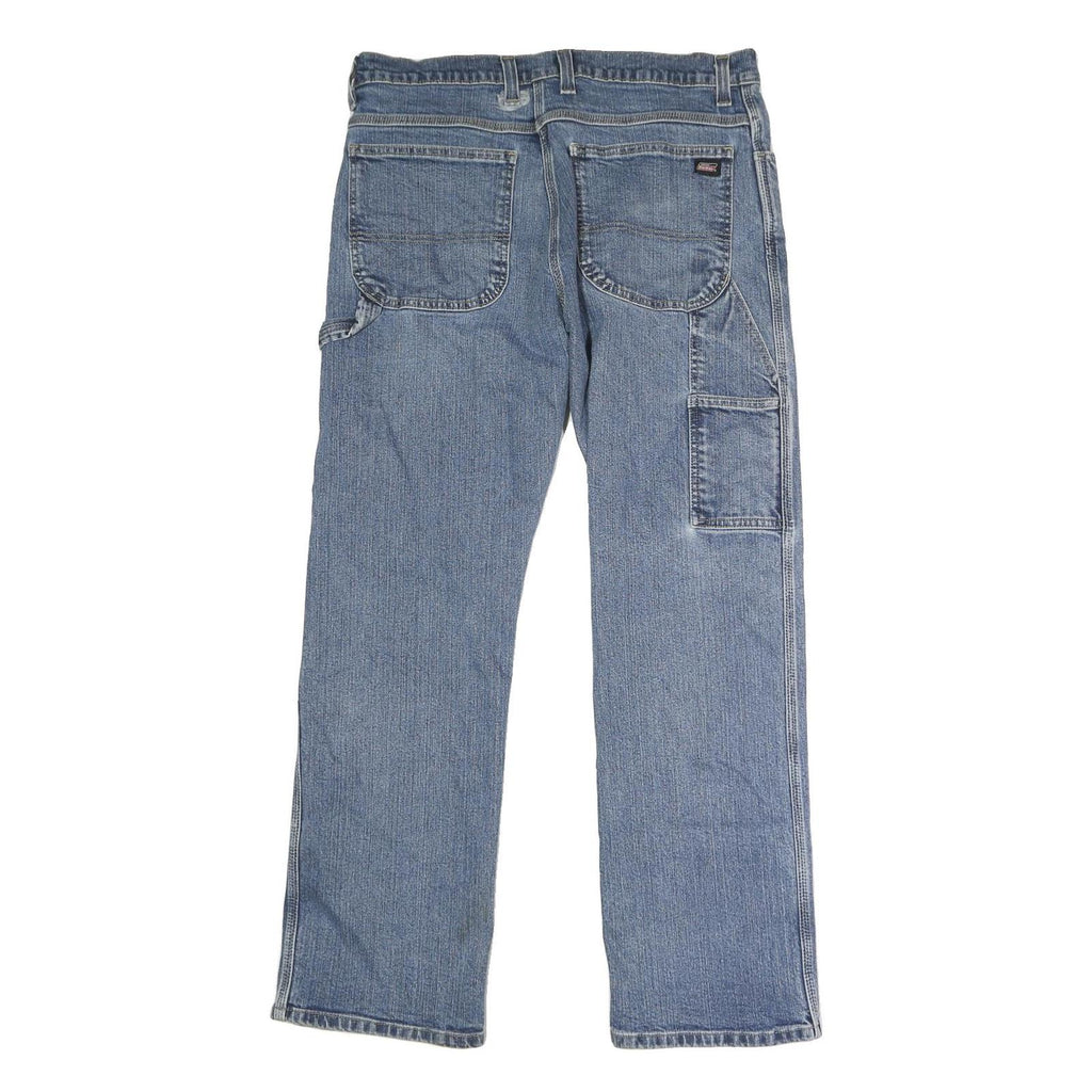 DICKIES Mens Jeans Blue Regular Straight Denim Medium W36 L31 Workwear Cotton