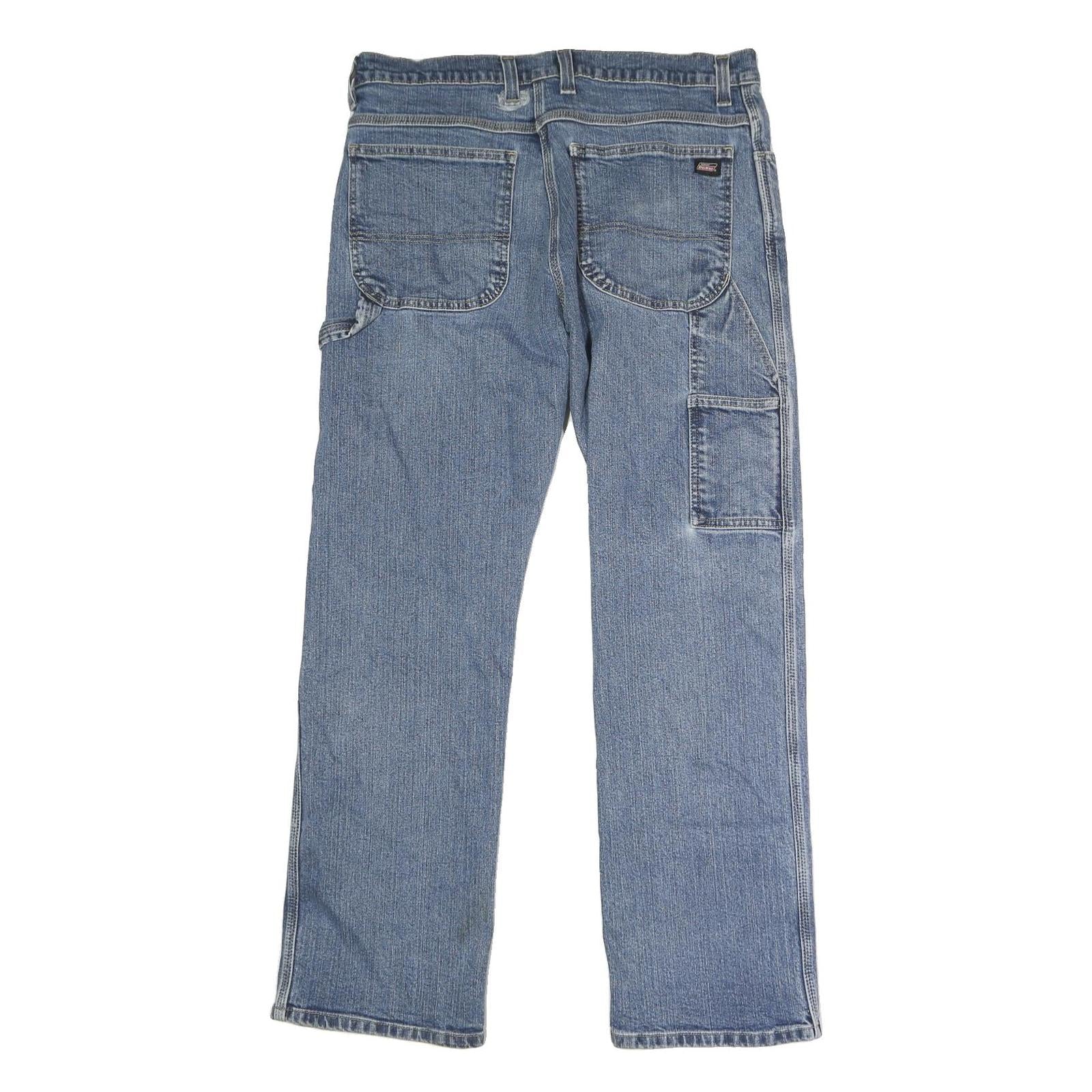 DICKIES Mens Jeans Blue Regular Straight Denim Medium W36 L31 Workwear Cotton