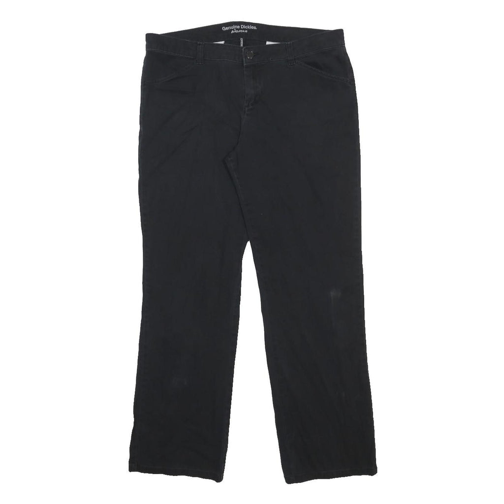 DICKIES Womens Black Cotton Blend Relaxed Straight Trousers W34 L29 Workwear Zip