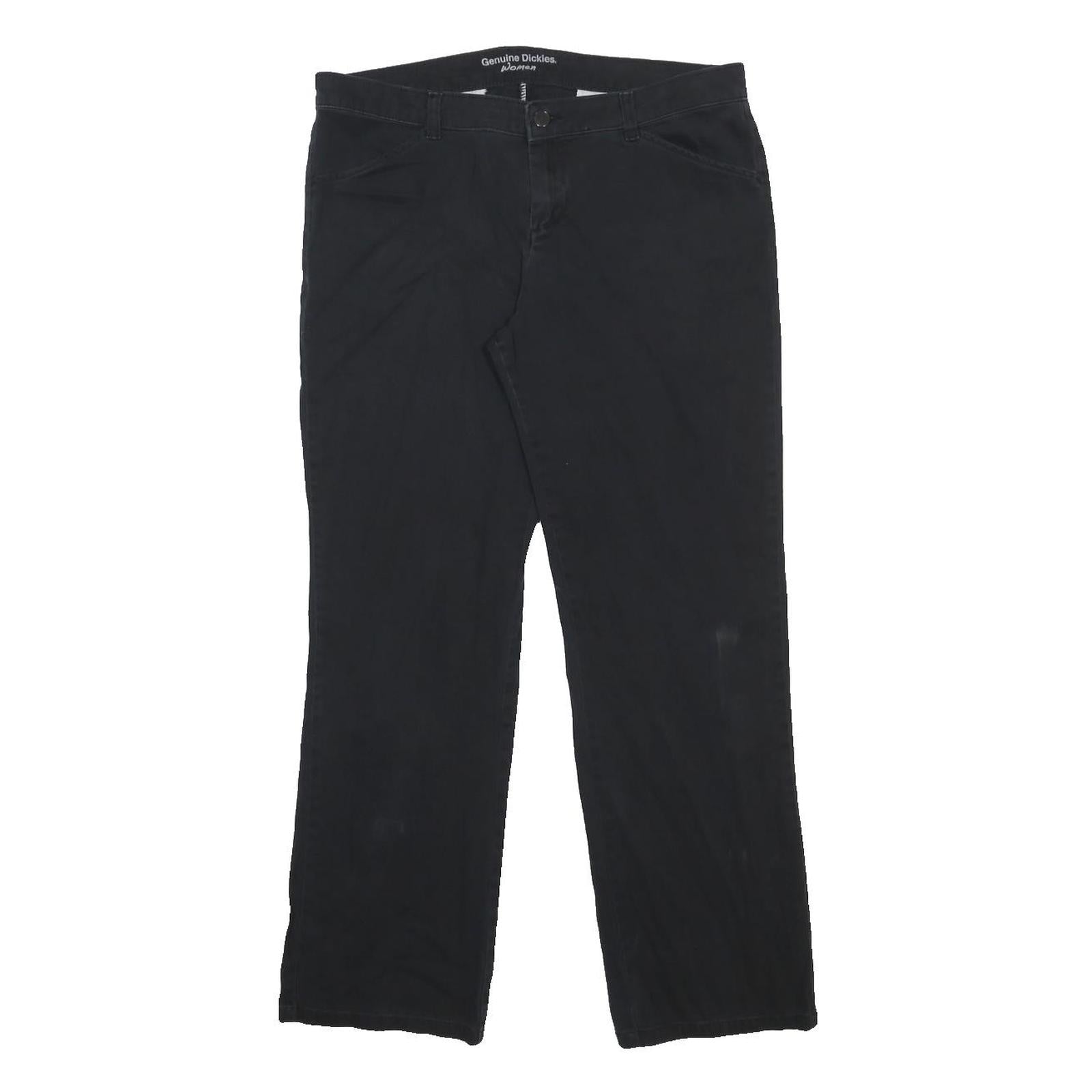 DICKIES Womens Black Cotton Blend Relaxed Straight Trousers W34 L29 Workwear Zip