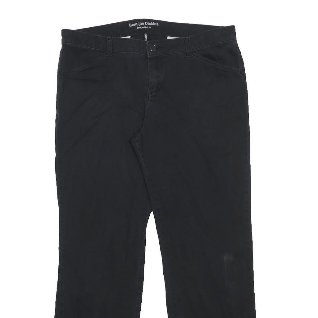 DICKIES Womens Black Cotton Blend Relaxed Straight Trousers W34 L29 Workwear Zip