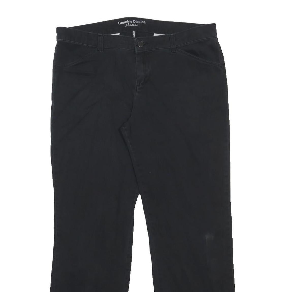 DICKIES Womens Black Cotton Blend Relaxed Straight Trousers W34 L29 Workwear Zip