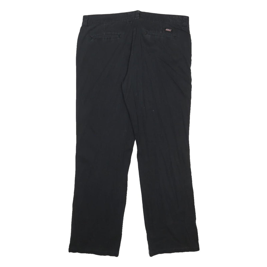 DICKIES Womens Black Cotton Blend Relaxed Straight Trousers W34 L29 Workwear Zip