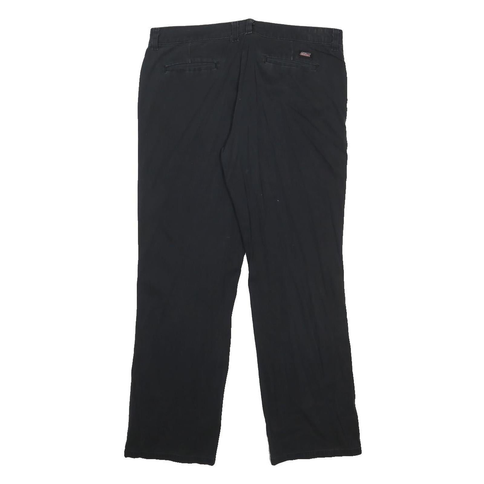 DICKIES Womens Black Cotton Blend Relaxed Straight Trousers W34 L29 Workwear Zip