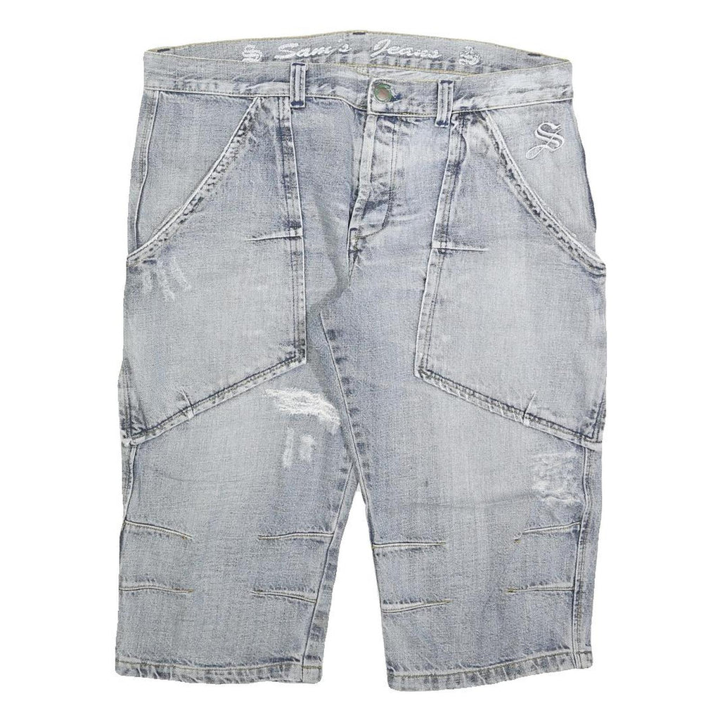 SAMS JEANS Mens Shorts Blue Casual XL W38 Large Pockets Cotton Blend
