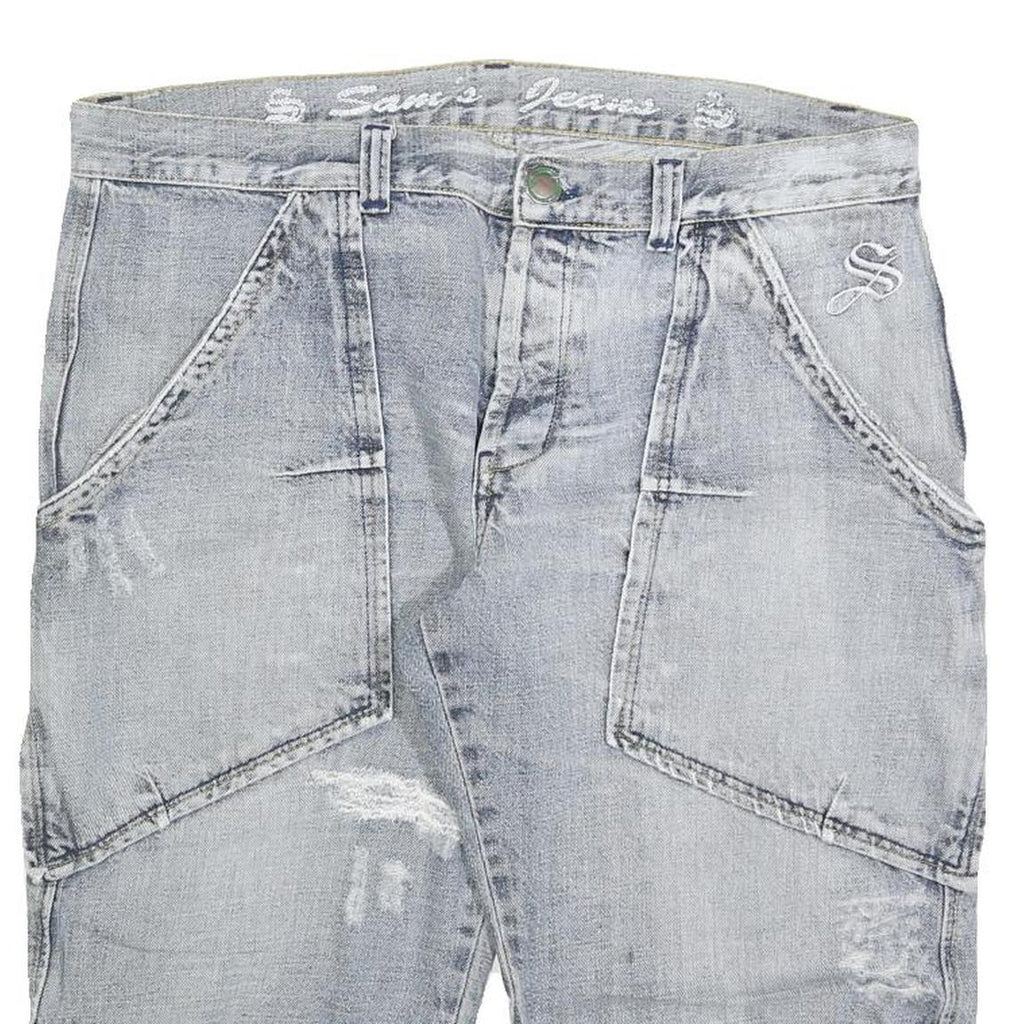 SAMS JEANS Mens Shorts Blue Casual XL W38 Large Pockets Cotton Blend