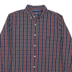 CHAPS Mens Blue & Red Check Cotton Blend Shirt XL Button Down Collar Long Sleeve