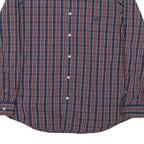 CHAPS Mens Blue & Red Check Cotton Blend Shirt XL Button Down Collar Long Sleeve