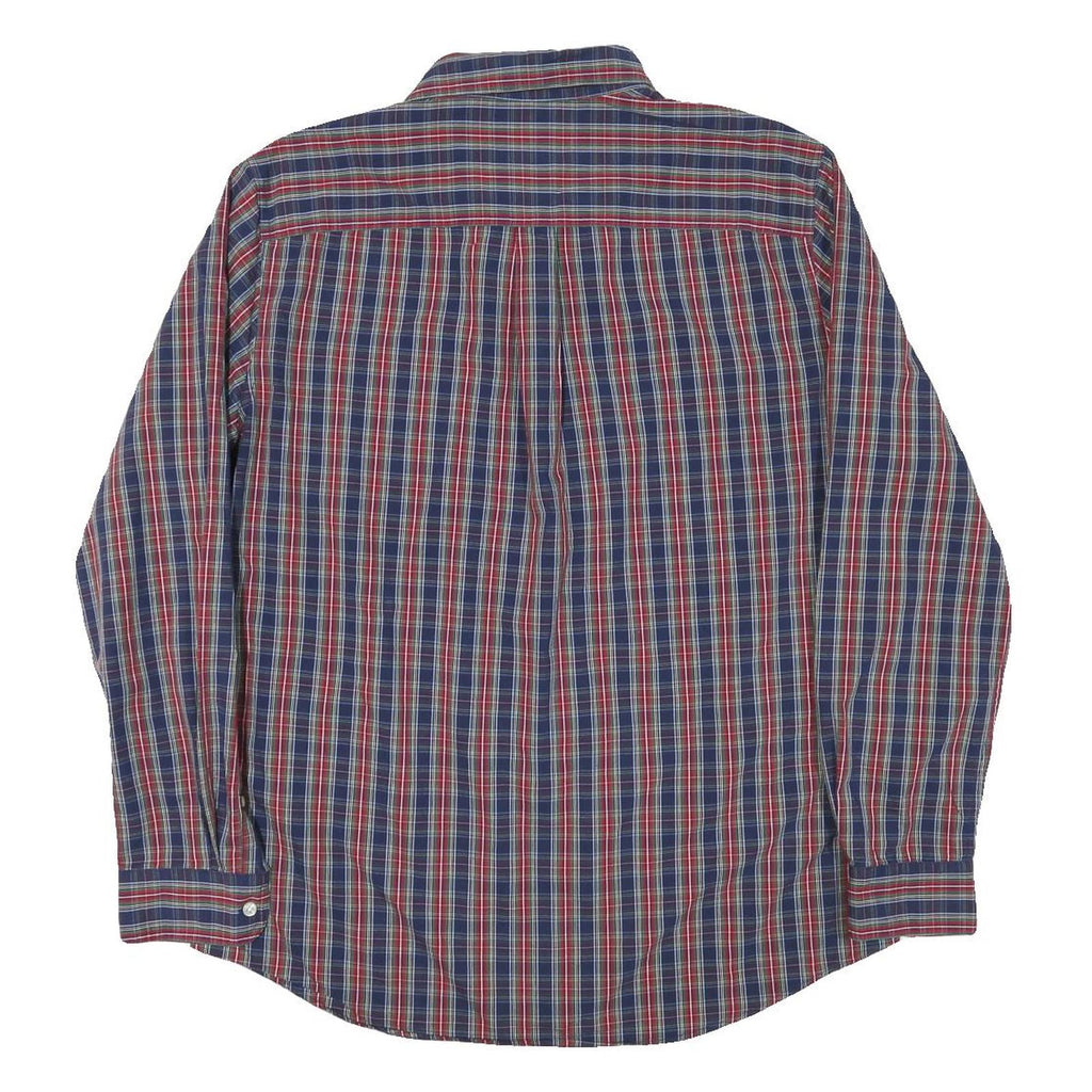 CHAPS Mens Blue & Red Check Cotton Blend Shirt XL Button Down Collar Long Sleeve