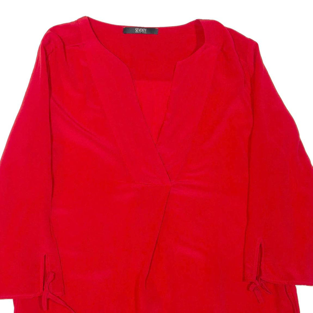 SEVENTY Womens Blouse Red V-Neck 3/4 Sleeve S
