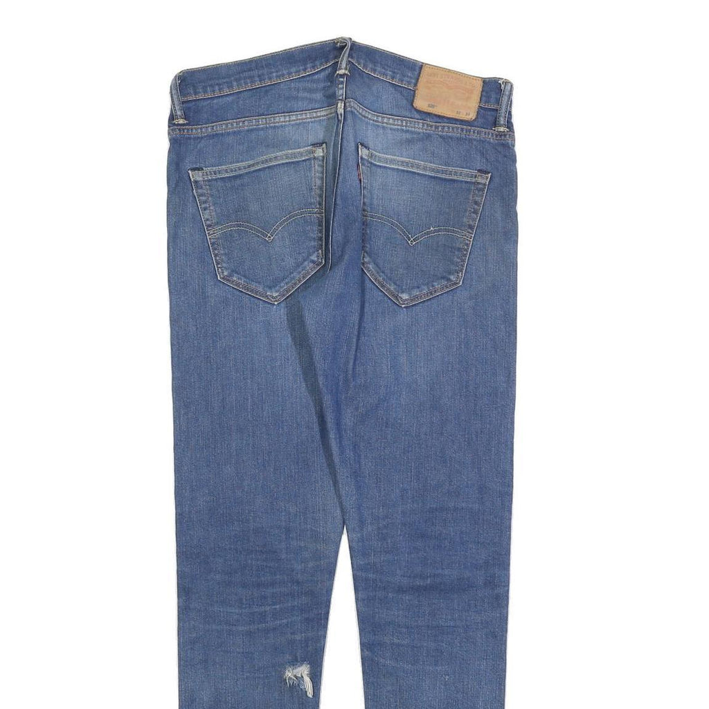 LEVI'S 520 Mens Jeans Blue Slim Skinny Denim Medium W32 L34 Zip Cotton Blend