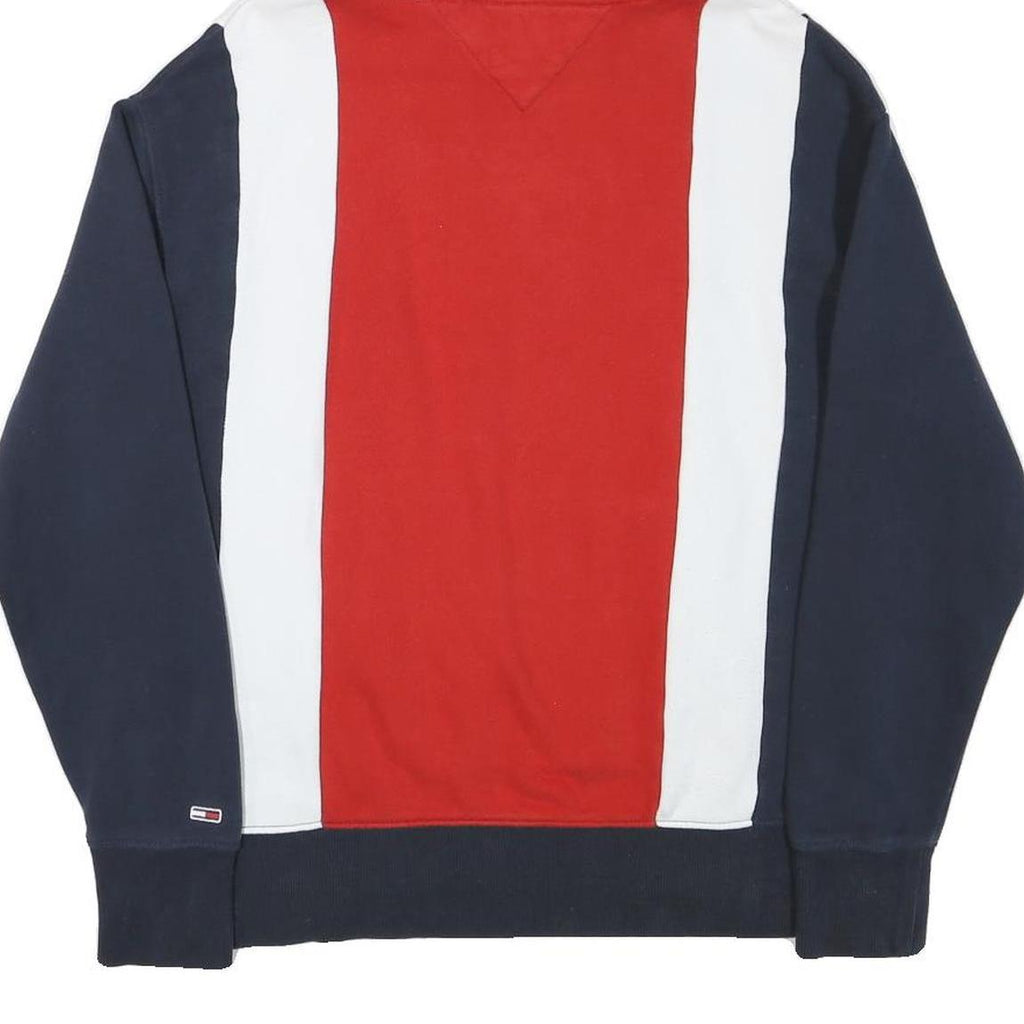 TOMMY HILFIGER Mens Red & White Navy Block Hoodie S Cotton Blend Casual