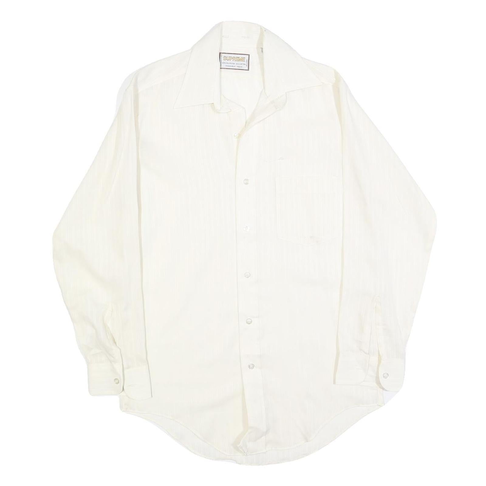SUPREME Mens White Shirt M Button Down Polyester Blend Casual Stylish
