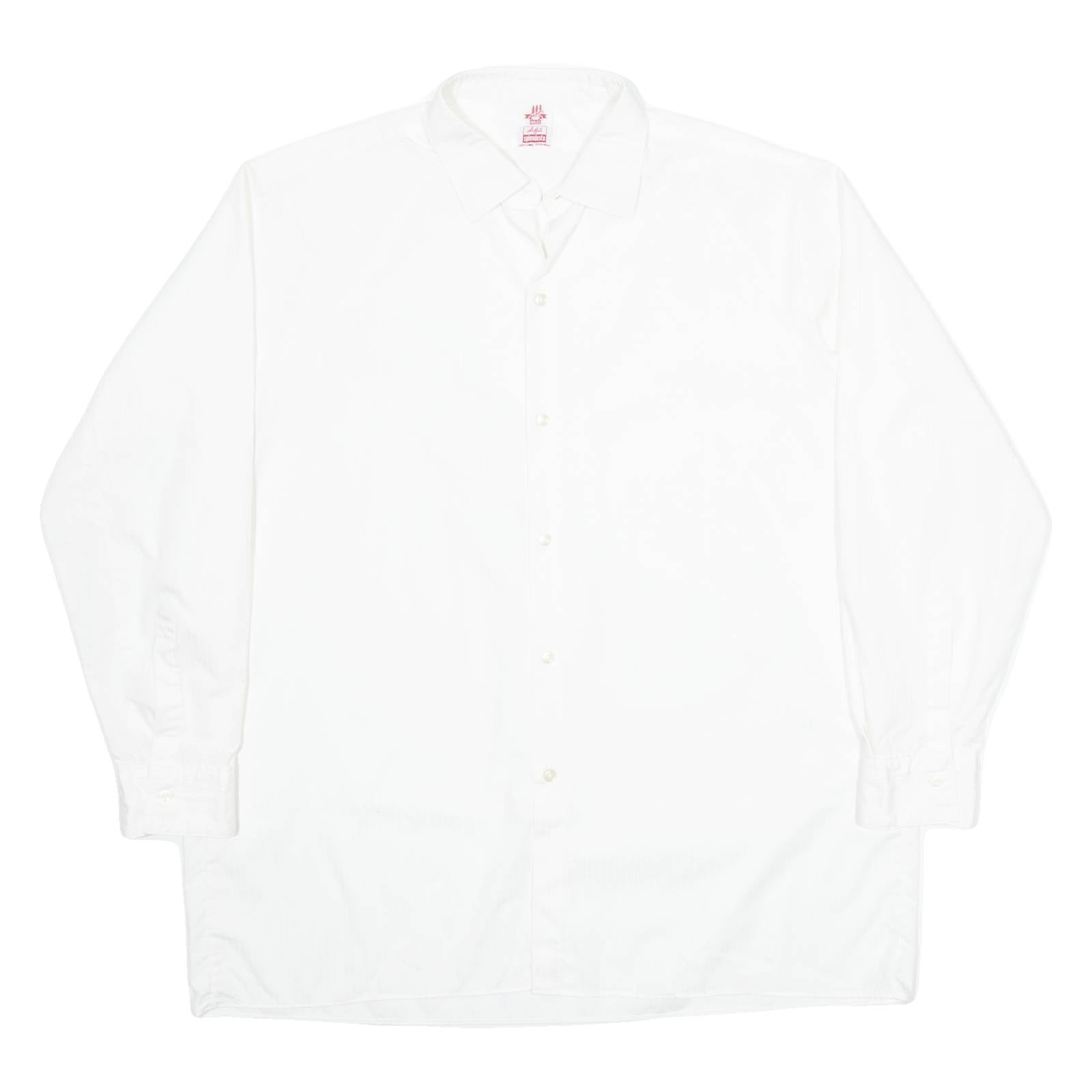 WALDE Mens Plain Shirt White Long Sleeve XL