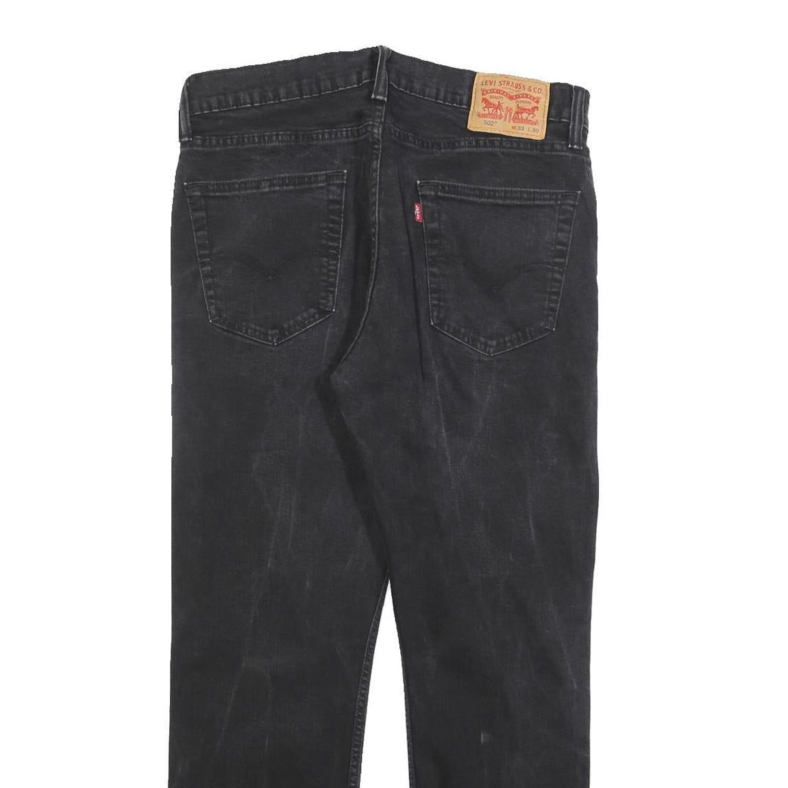 LEVI'S 502 Mens Slim Black Denim Dark W33 L30 Jeans Zip Closure