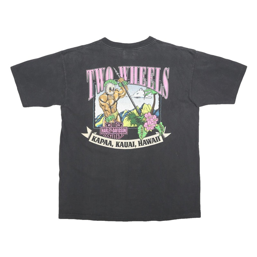HARLEY DAVIDSON '92 Single Stitch Mens Black Graphic T-Shirt L Short Sleeve