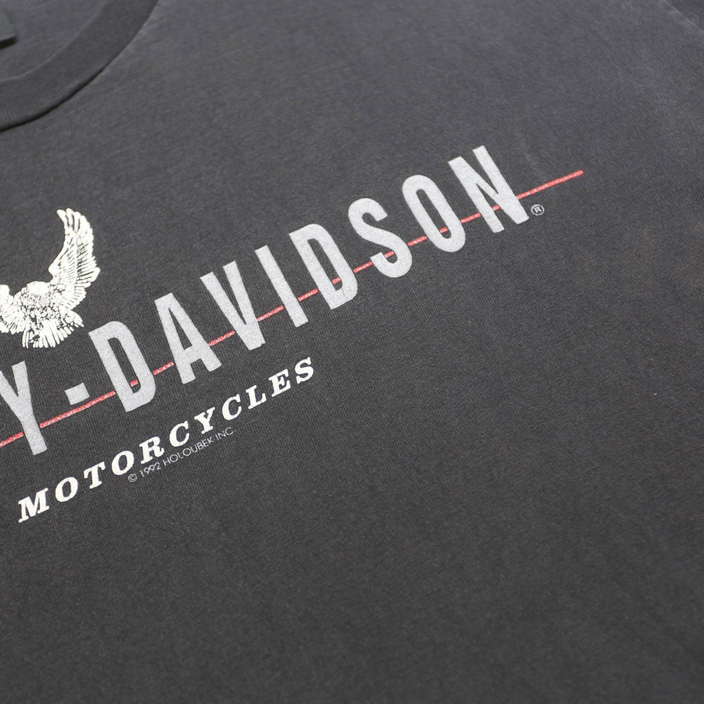 HARLEY DAVIDSON '92 Single Stitch Mens Black Graphic T-Shirt L Short Sleeve