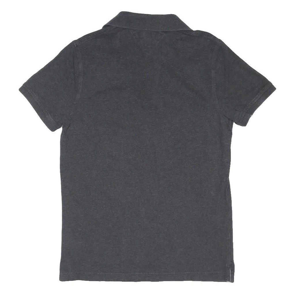 TOMMY HILFIGER Mens Grey Short Sleeve Plain Polo Shirt M Cotton Blend Jersey