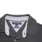 TOMMY HILFIGER Mens Grey Short Sleeve Plain Polo Shirt M Cotton Blend Jersey