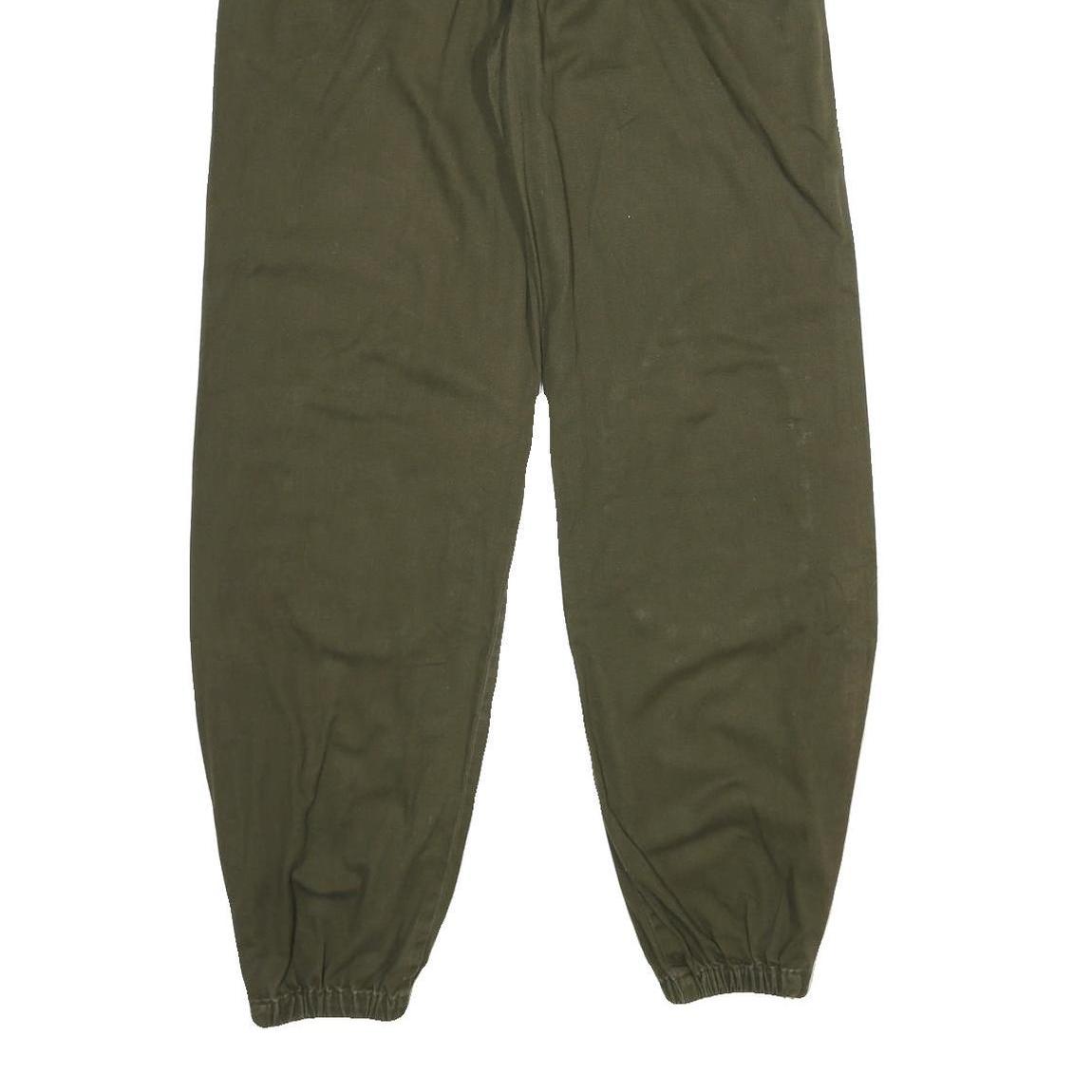 Womens Cotton Blend Button Regular Fit Trousers W30 L31 Olive Green Casual