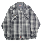 WRANGLER Mens Grey & Black Plaid Shirt 2XL Cotton Casual Long Sleeve Button