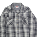 WRANGLER Mens Grey & Black Plaid Shirt 2XL Cotton Casual Long Sleeve Button