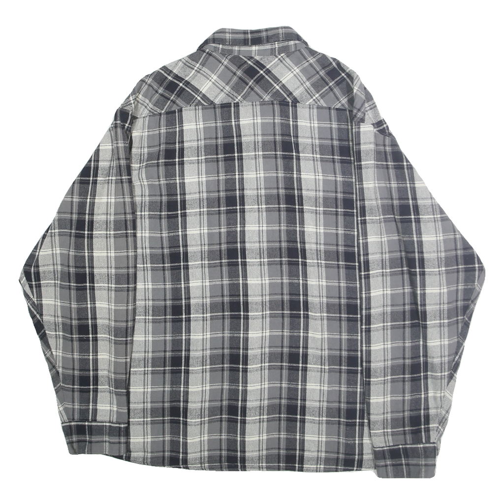 WRANGLER Mens Grey & Black Plaid Shirt 2XL Cotton Casual Long Sleeve Button