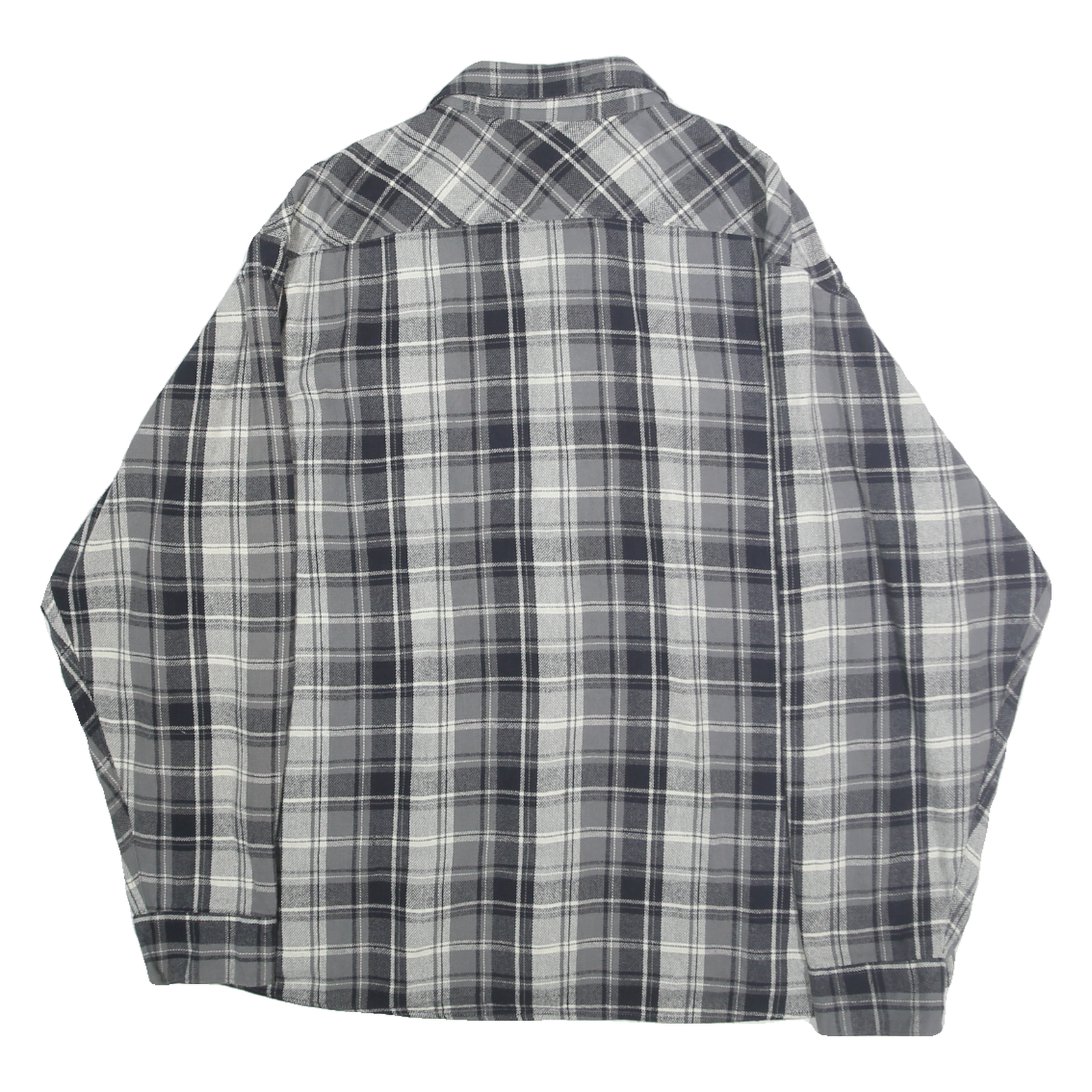 WRANGLER Mens Grey & Black Plaid Shirt 2XL Cotton Casual Long Sleeve Button
