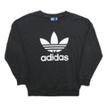 ADIDAS Womens Black Sweatshirt Crew Neck UK 8 Cotton Blend Logo Jumper