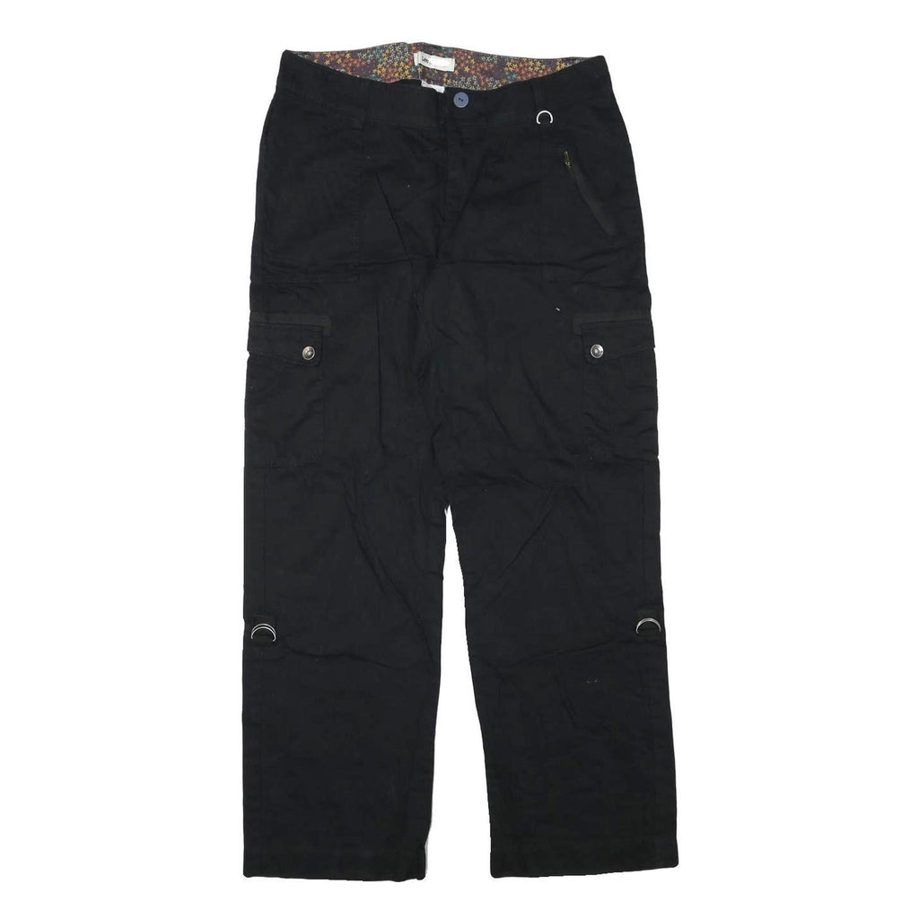 LEE Mens Black Cotton Blend Relaxed Straight Trousers W32 L30 Cargo Pockets Zip