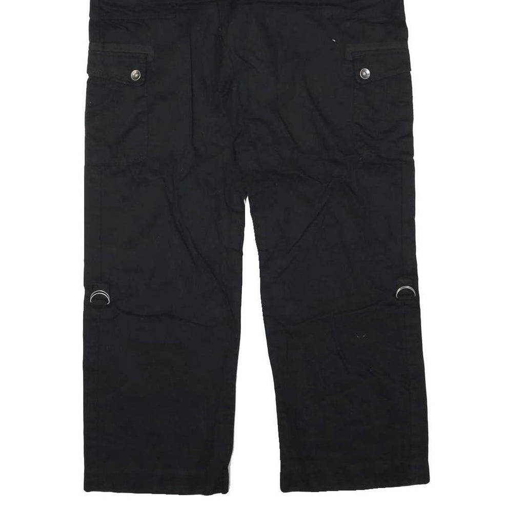 LEE Mens Black Cotton Blend Relaxed Straight Trousers W32 L30 Cargo Pockets Zip