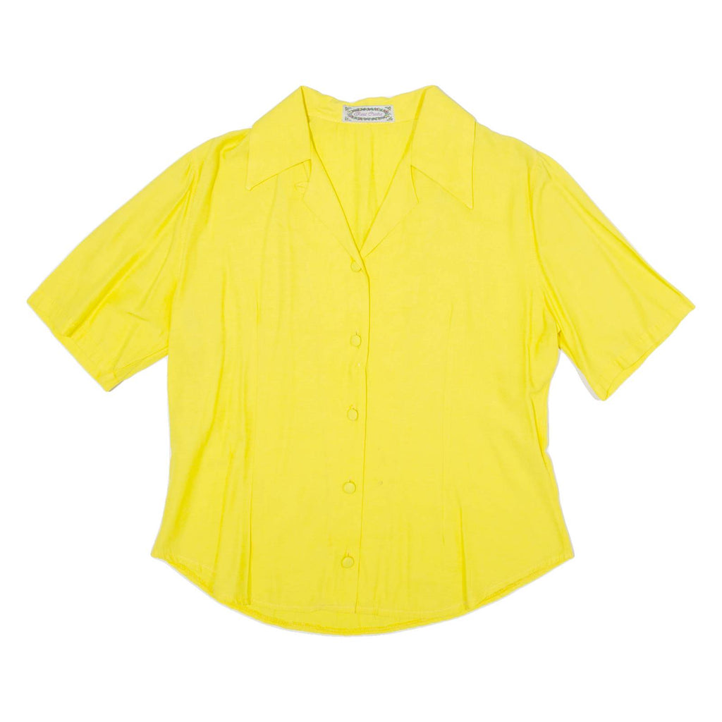 ROSA GUNA Womens Shirt Blouse Yellow V-Neck M