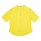 ROSA GUNA Womens Shirt Blouse Yellow V-Neck M