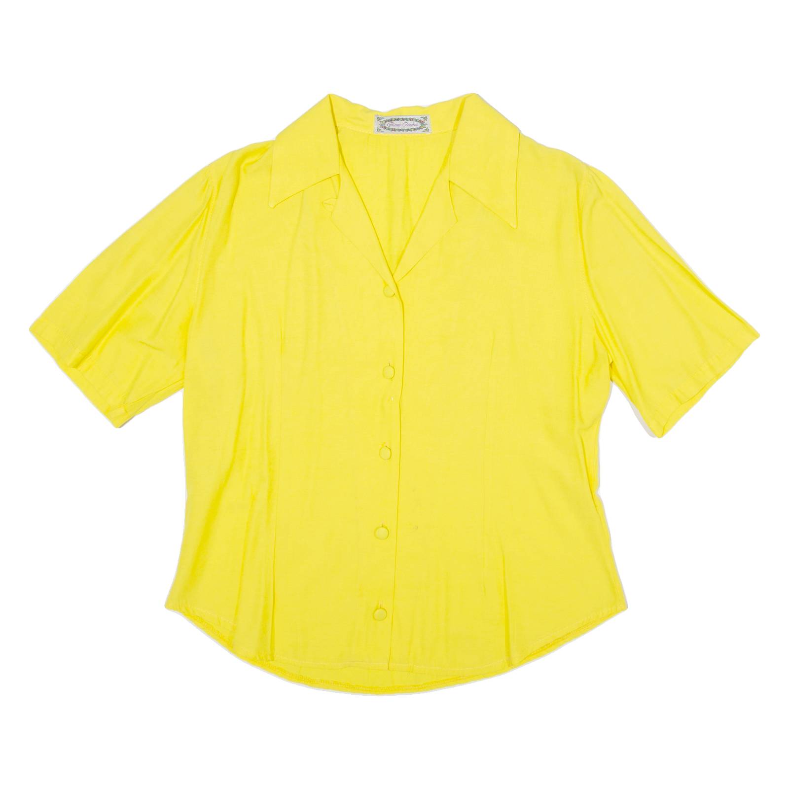 ROSA GUNA Womens Shirt Blouse Yellow V-Neck M