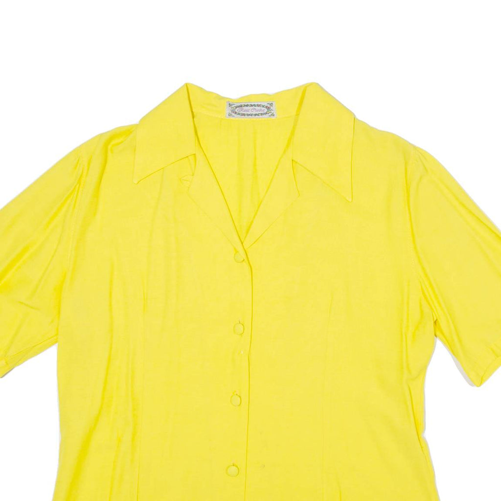 ROSA GUNA Womens Shirt Blouse Yellow V-Neck M