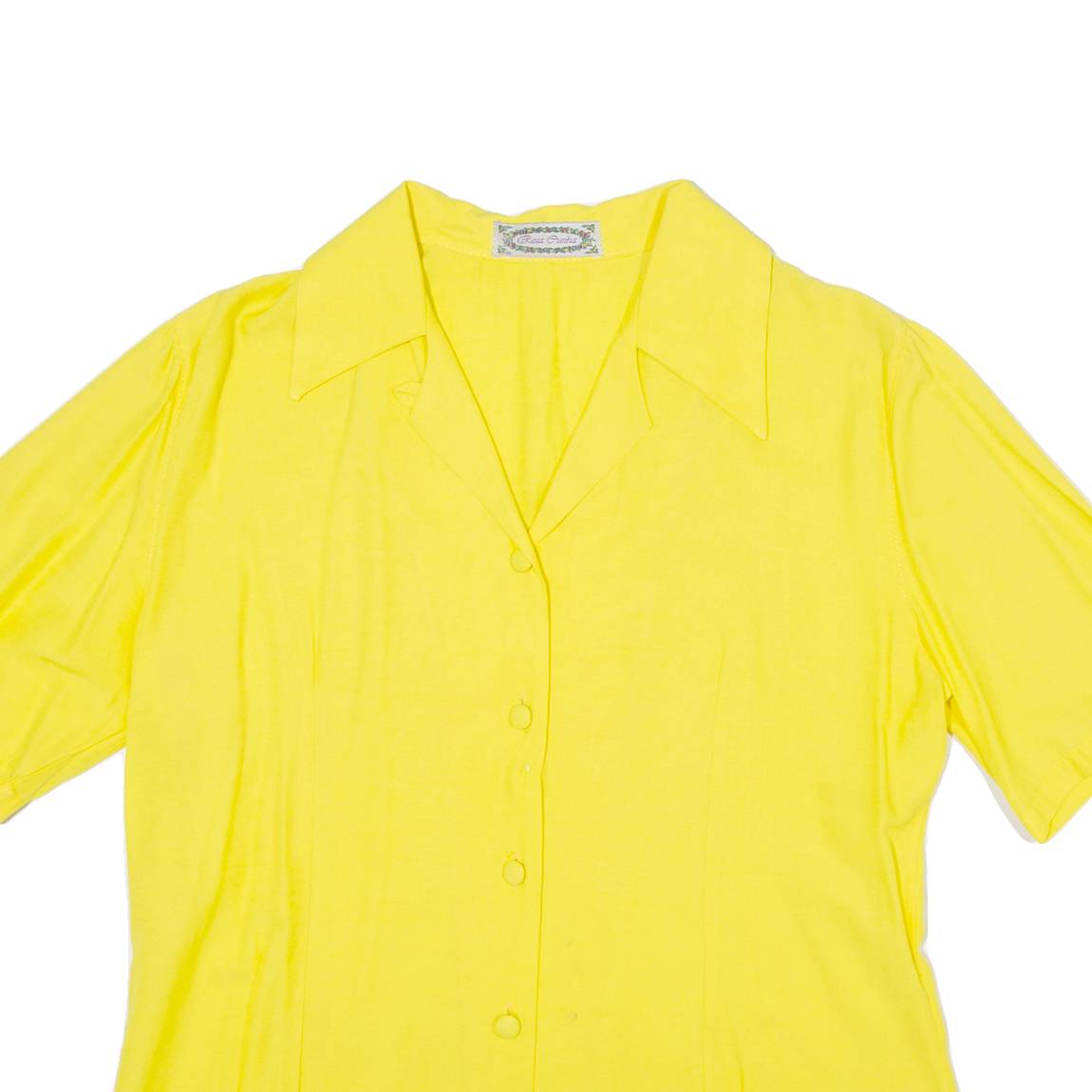 ROSA GUNA Womens Shirt Blouse Yellow V-Neck M