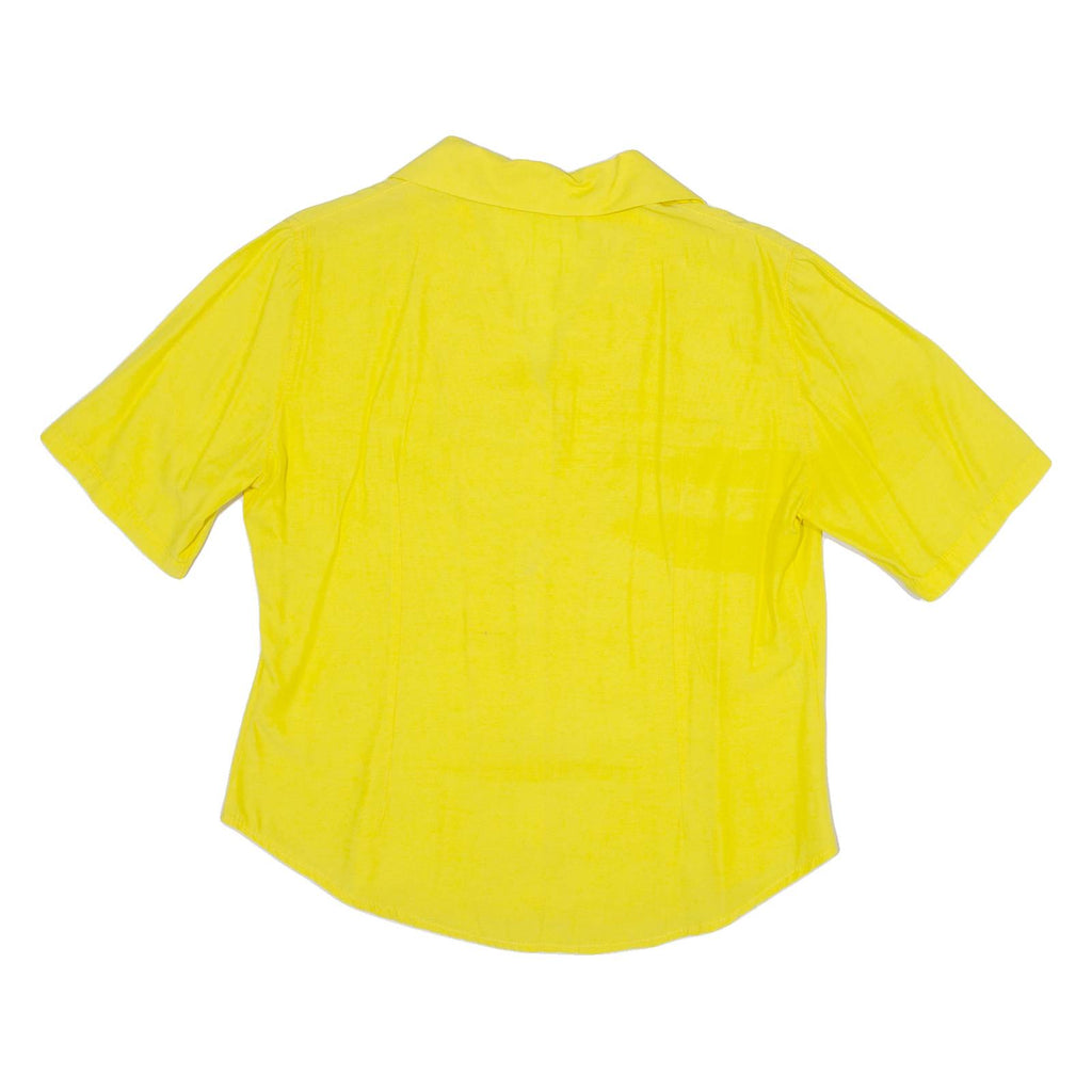 ROSA GUNA Womens Shirt Blouse Yellow V-Neck M