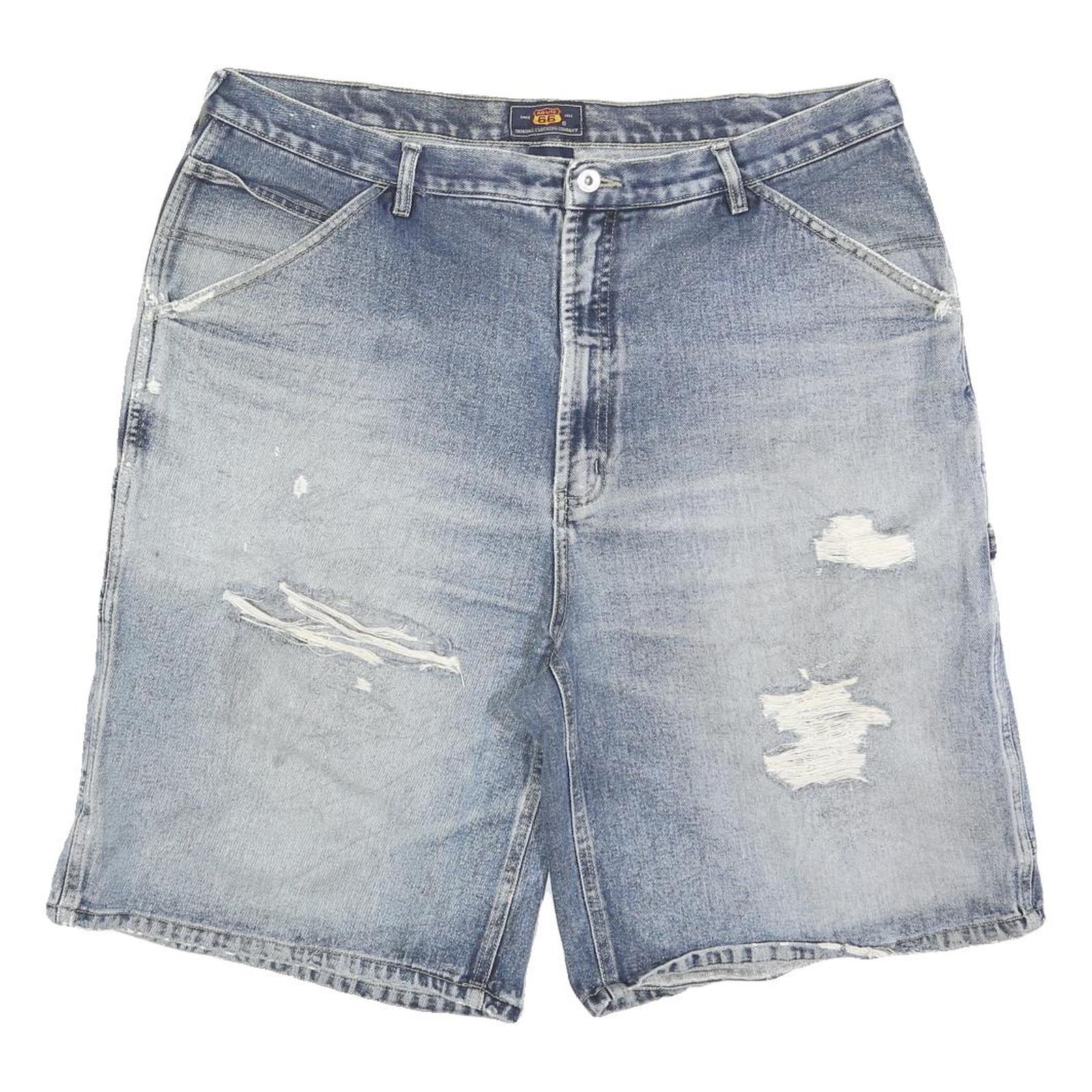 ROUTE 66 Mens Denim Blue Casual XL W40 Distressed Cotton Blend Shorts