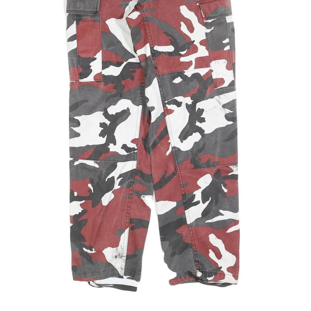 Womens Cotton Regular Fit Cargo Trousers W25 L30 Red Grey White Camouflage