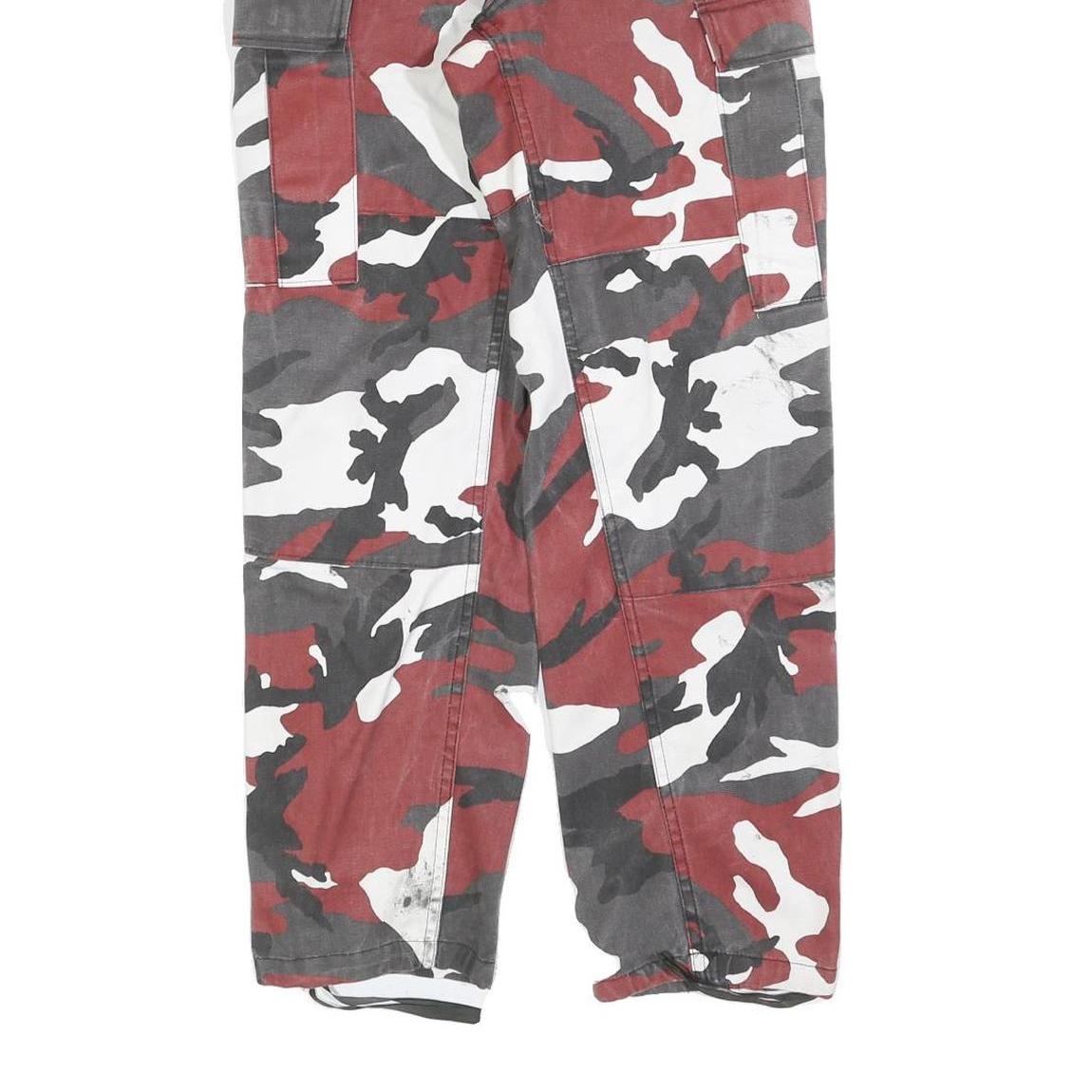 Womens Cotton Regular Fit Cargo Trousers W25 L30 Red Grey White Camouflage