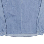 ZARA Womens Blue Cotton Blend Ruffle Detail Blouse Long Sleeve Round Neck S