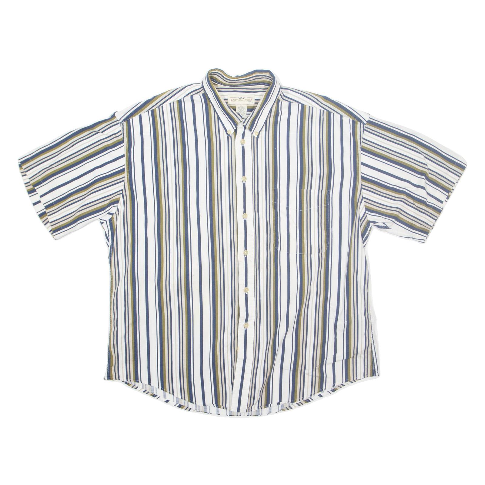 NATURAL ISSUE Mens Shirt White Striped XL