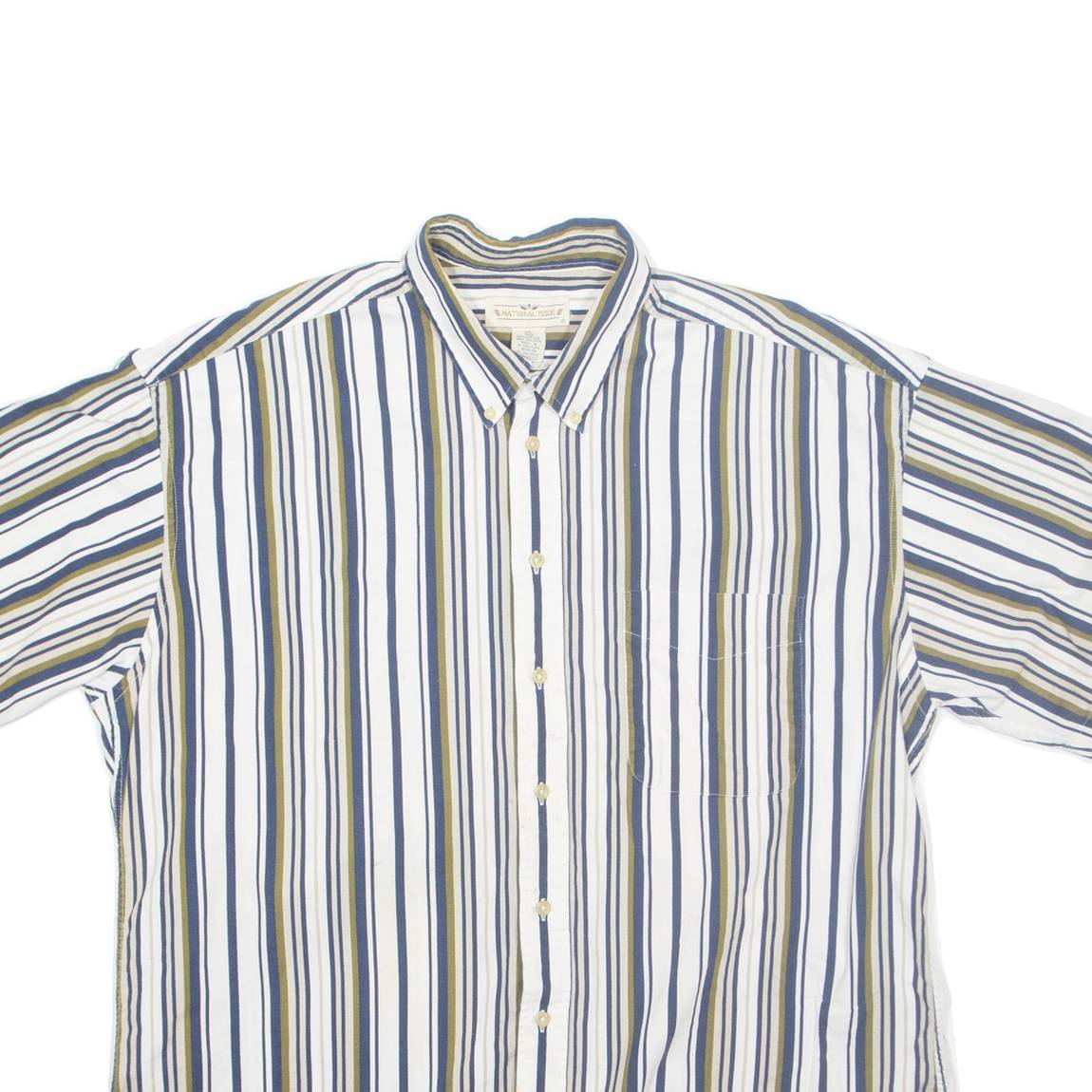 NATURAL ISSUE Mens Shirt White Striped XL