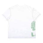 LACOSTE Mens White Green Graphic T-Shirt M Short Sleeve Crew Neck Casual