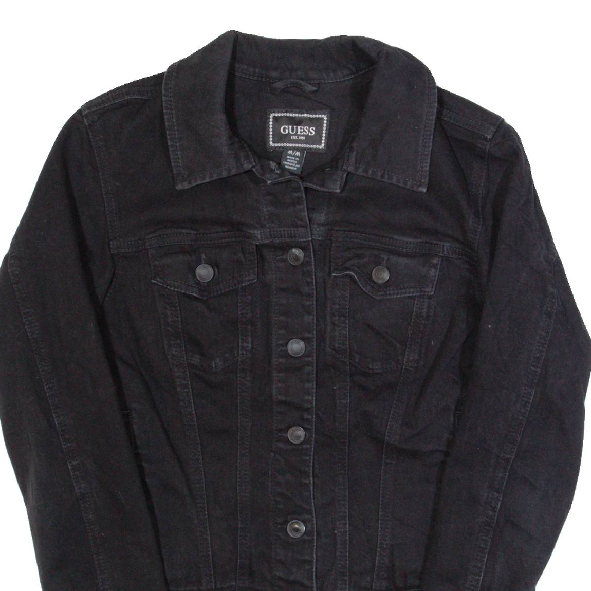 GUESS Womens Denim Jacket Blue M