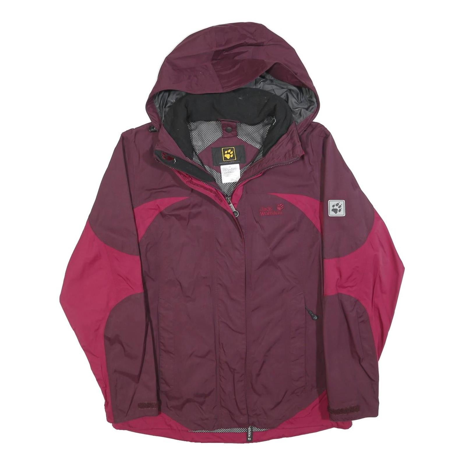 JACK WOLFSKIN Womens Burgundy & Pink Outdoor Zip Jacket UK 10 Polyester Blend